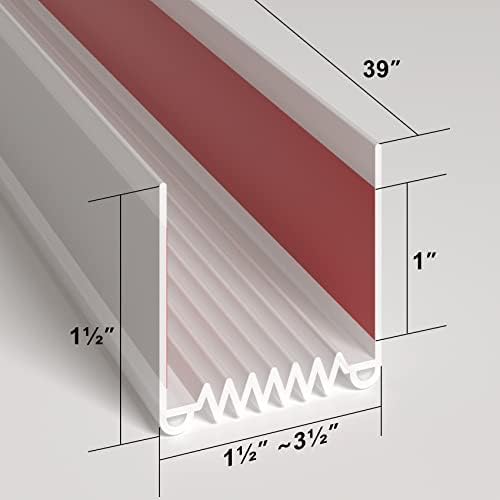 [Australia - AusPower] - Door Draft Stopper, 39” Length Cuttable Weather Stripping Door Seal, Strong Adhesive Door Sweep for Exterior and Interior Doors (1, White) 1 