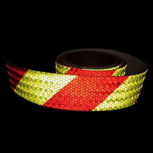 AISEY Reflective Tape Conspicuity Waterproof Yellow/Red Safety Caution Strips Tape Outdoor, Reflector Hazard Tape Stickers, Trailer Reflectors 2” X 30ft reflective tape yellow 2"x30ft