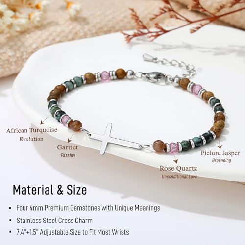 TONY & SANDY Christian Cross Bracelet for Women, Birthday Christmas Stocking Stuffers for Teens Kids Girls, Confirmation Baptism Gifts, Unique Gift for Friends Daughter Sister in Christ