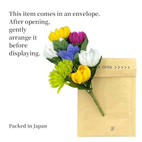 Artificial Japanese Mini Buddhist Altar Flowers, Carefully Assembled in Japan (10 Inch, Set of 2 – No Pot– NO.350-2) 10 Inch