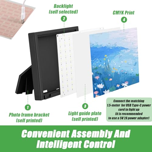 5 Pcs CMYK LED Backlight Board Kit Compatible with Bambulab A1/A1 mini Combo/P1P/P1S/X1C/X1E AMS 3D Printer 3D Printer Light DIY Hardware Model Spare Parts 5V 2A Type-c Powered White