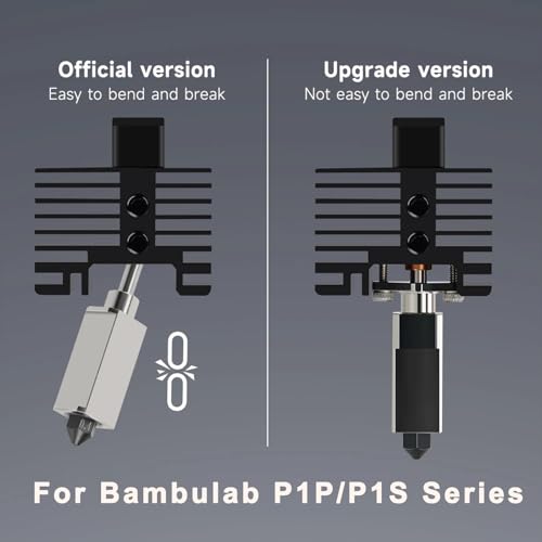 Upgraded 2.0 Hotend Assembly for Bambu Labs P1S/P1P 3D Printer,with Plated Copper Heater Block Titanium Heat Break,0.2/0.4/0.6mm Nozzles,Hotend Silicone Sock,Thermistor (Not for X1 Series) P1P/P1S(0.2/0.4/0.6mm)