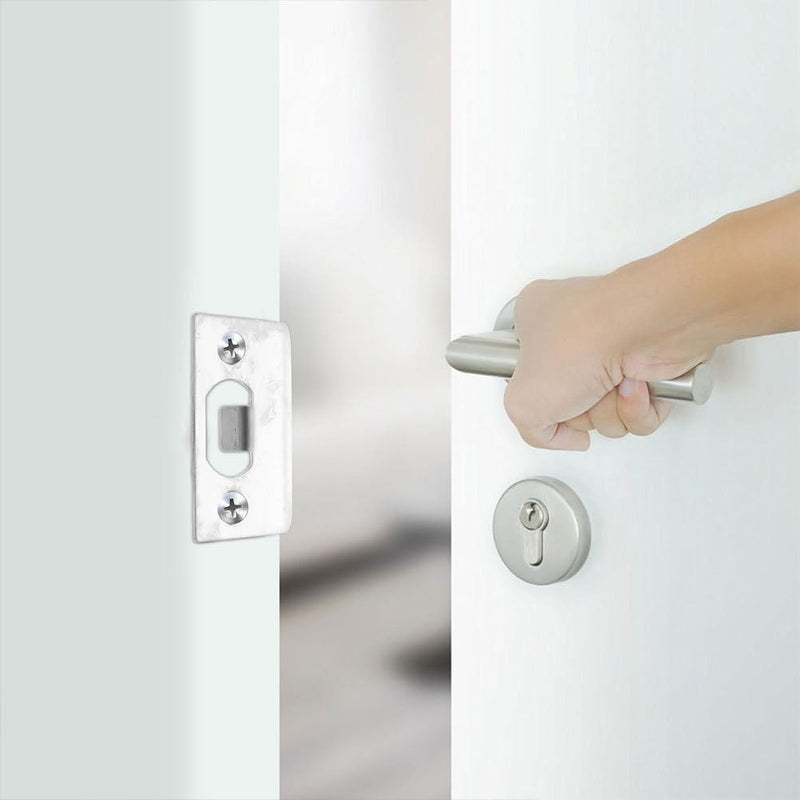 [Australia - AusPower] - DOITOOL 8PCS Door Strike Plate, Full Lip Round Corner Deadbolt Strike Plate, Sliver Stainless Steel Deadbolt Covers Door Reinforcement Kit 