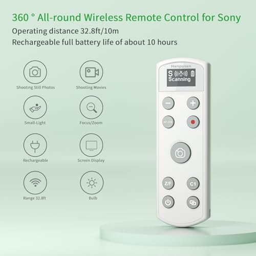 for Sony Rechargeable Wireless Remote Control Camera Shutter Release White for Sony