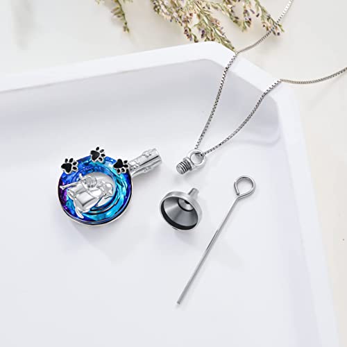 Dog/Cat and Girl Jewelry Sterling Silver 925 Women's Cat Dog Necklace/Urn Necklaces, Pet Cremation Jewelry Necklace Gifts for Women Girls Women Dog Urn
