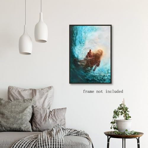 Hand of God Christian Jesus Canvas Wall Art Painting Jesus Saves Peter Picture of Christ Bible Verse Prints posters Decor Pertain for Bedroom Living Room Church 16x24inch Unframed style-4