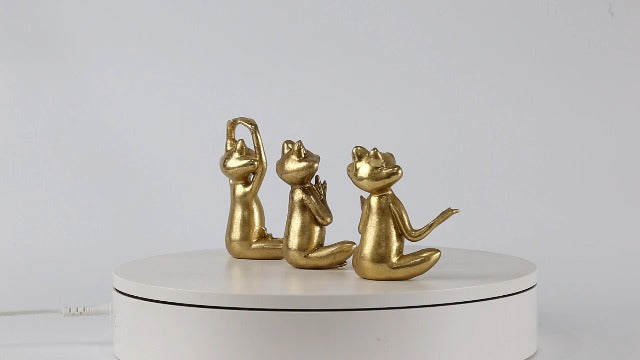 Suoedd Gold Frog Yoga Figurines 3 Pcs,Modern Decor for Shelf,Desk,Office