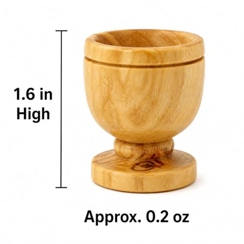 Zuluf Olive Wood Communion Cups, Set of 30 Mini Chalices, 1.6 Inch