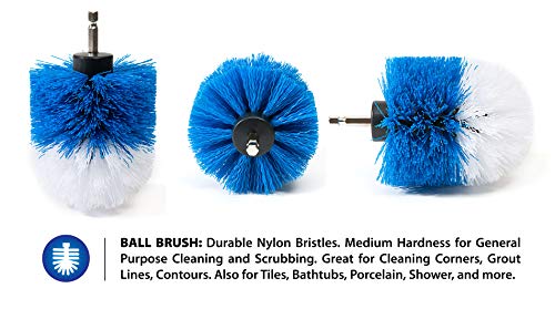 RevoClean 4 Piece Scrub Brush Power Drill Attachments-All Purpose Time Saving Kit-Perfect for Cleaning Grout, Tile, Counter, Shower, Grill, Floor, Kitchen, Blue & White 1
