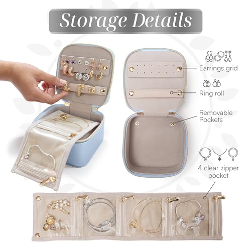 Mothers Day Gifts - Travel Jewelry Case Organizer - Anti Tangle Storage Organizer - Portable Jewelry Travel Case - Jewelry Box - Jewelry Travel Case For Women (Sky Blue) Sky Blue
