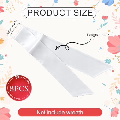 White 8-pack wreath sash for front door, 4.5-inch by 56-inch decorative wreath storage by luperasol