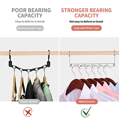 Metal Space Saving Hangers for Clothes, Collapsible Hanger Organizer 12Pack Chrome Metal