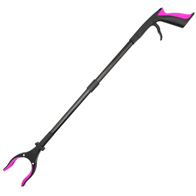 [Australia - AusPower] - Grabber Reacher Tool-Long 32 Inch Aluminum Foldable Pick Up Stick-Strong Grip Shelves LED Light Magnetic Tip, Lightweight Trash Picker Claw Reacher Grabber Tool for Elderly - by Luxet (32 Inch, Pink) 