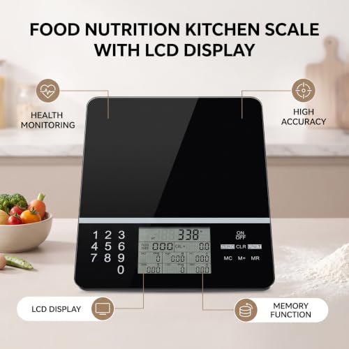 Yosoo Health Gear Digital Kitchen Scale, 5kg Nutrition Calculator LCD