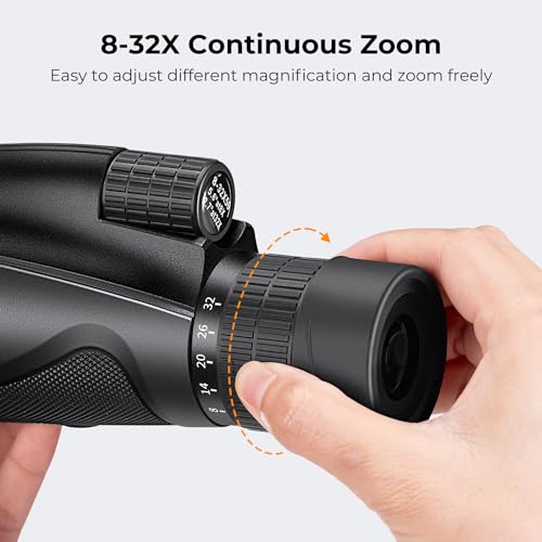 K&F Concept 8-32X50 Zoom Monocular - High Power Dual Focus Prism Compact Monoculars for Kids Adults, with Phone Adapter, Low Light Night Vision, FMC Lens for Bird Watching Hunting Travel Camping Starg