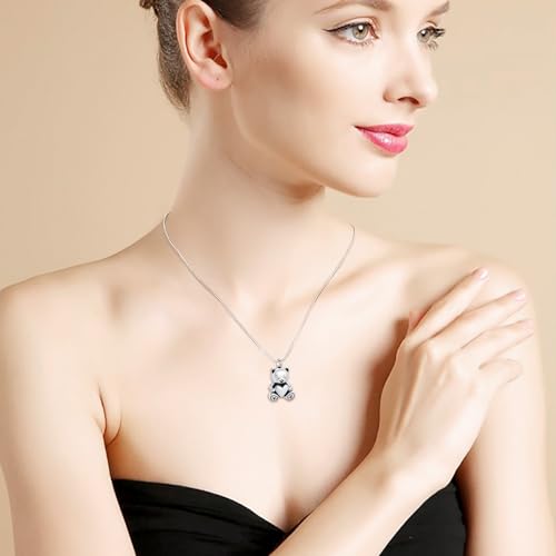 Minicremation Cremation Jewelry for Ashes Always in My Heart Urn Necklace Panda Memorial Keepsake Pendant for Pet/Human Silver
