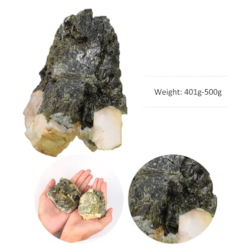 SUNYIK 401-500g Natural Raw Green Tourmaline Crystal Stone Cluster 2.08-5.51"