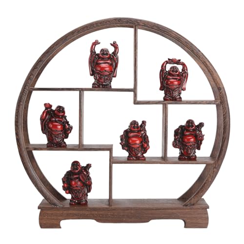 6Pcs 2in Red Resin Laughing Buddha Figurines, Tabletop Lucky Decor 2.5'' Resin Red Set