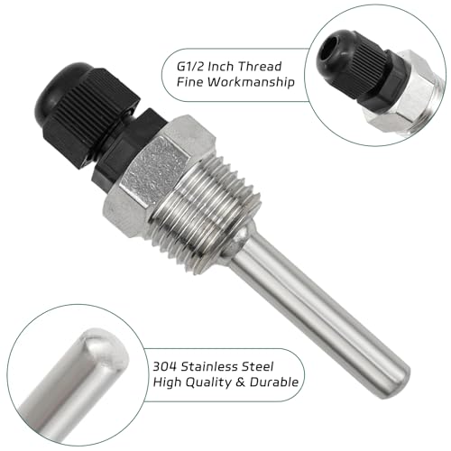 Pack of 2 Immersion Sleeve G1/2 Inch, 304 Stainless Steel Diving Sleeves, Temperature Sensor, Thread for Temperature Sensor, Immersion Protection Tubes for Thermocouples (50 mm) 50mm
