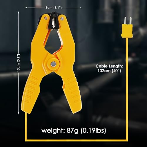 2 PCS Temperature Clamp HVAC K-Type Thermocouple Thermometer Lead Probe Pipe Clamp Multimeter Sensor Fieldpiece Jaw Clip Plumbing Clamp 2