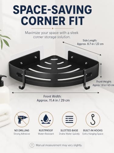 2-Pack Matte Black Corner Shower Caddy, Rustproof Example: 5 2CornerShowerCaddy