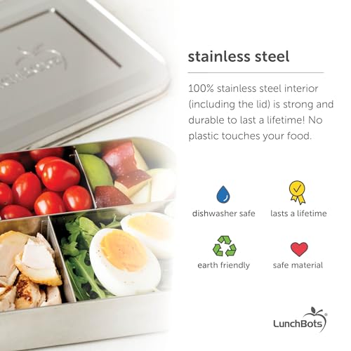LunchBots Medium Trio Stainless Steel Kids Bento Box 3-Section 32oz 3 Section