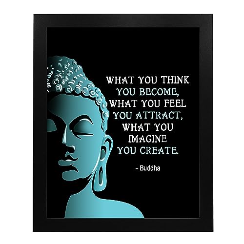 "What You Think, Feel & Imagine" Buddha Quotes Print - 8x10" Spiritual Wall Art Ideal For Home Decor, Studio Decor & Office Decor. Perfect Gift For All. Unframed
