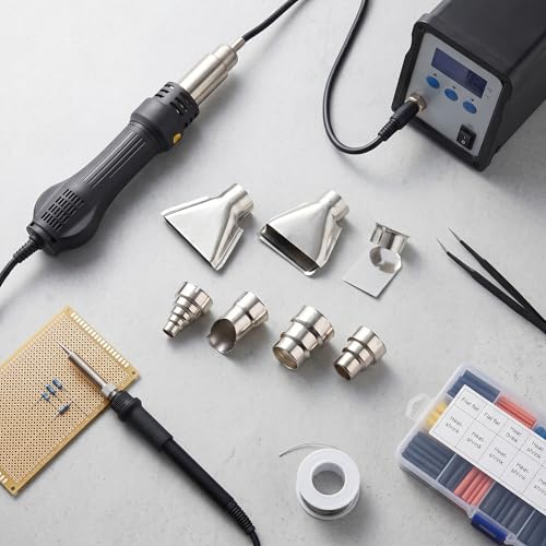 Ausla Steinel Heat Gun HeatNozzles Kit Hot Air Nozzle Set Made of Stainless Steel, Various Shapes, Hot Air Station, Nozzle for Hot Air Soldering Station, Repair Tool, Accessories, 7-Piece Nozzles
