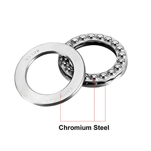 sourcing map 51108 Thrust Ball Bearings 40mm x 60mm x 13mm Chrome Steel ABEC3 Single Row Roller 2pcs 40mmx60mmx13mm