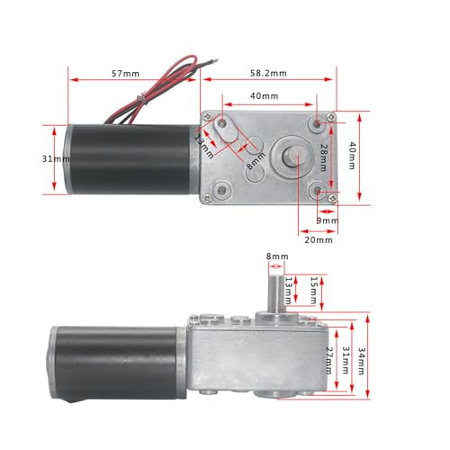 High Torque 12V Gear Motor, 8mm Shaft Low Noise Metal Electric Speed Reduction Motor for Curtain Machines Smart Devices