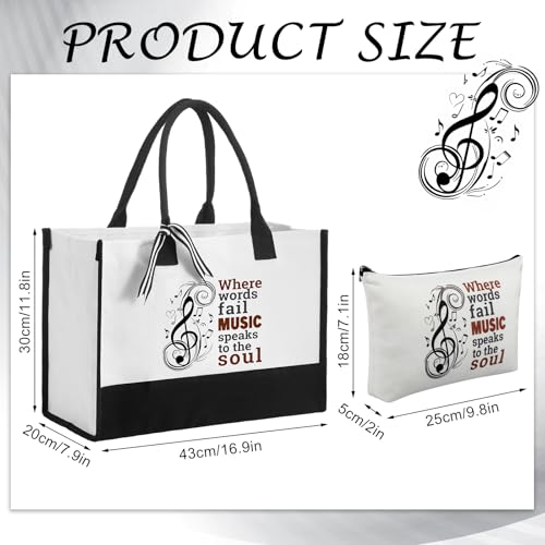 Sieral 3 Pcs Music Theme Gifts for Women Tote Bag Tumbler Set