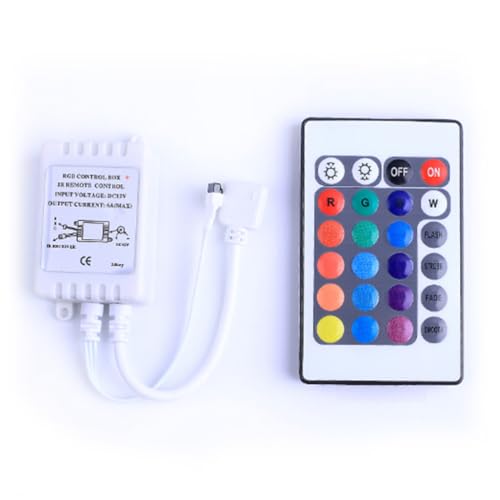 OSALADI DC12V LED Controller with 24 Buttons RGB Remote Control for SMD 5050 LED Strips, Wireless Control of Brightness and Color Changing for Lighting Applications