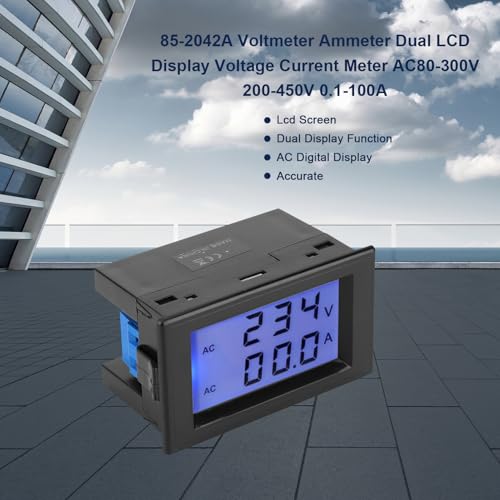 Walfront AC digital voltmeter ammeter with LCD display, current transformer, and voltage and current readings