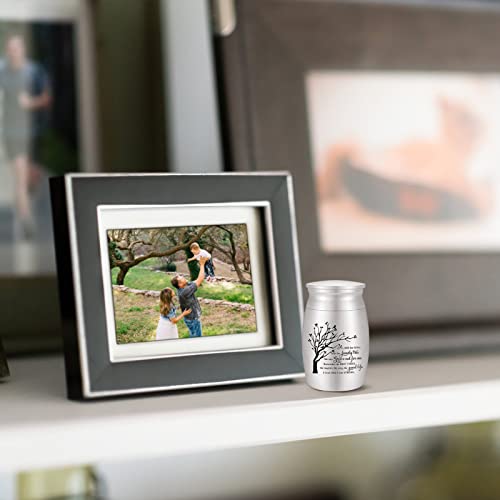 3 Inches Small Urn for Ashes Tree of Life Aluminum Mini Urn for Ashes Cremation Keepsake for Human Ashes Memorial Ashes Holder for Women Men Silver
