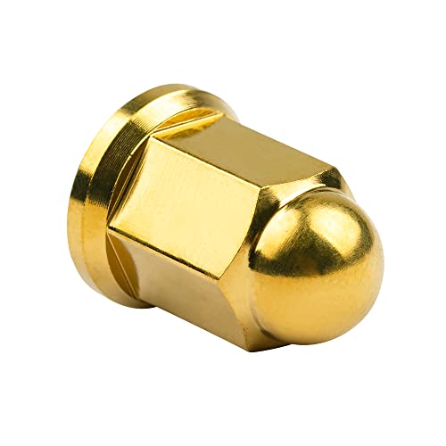 Wanyifa gold titanium M6 dome head acorn lug nut, threaded hardware close-up
