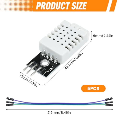 Aifeier ET DHT22 digital temperature humidity sensor module with cable, white, 5-piece set