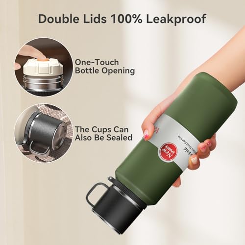 Stainless Steel Insulated Tea Infuser Bottle, Vacuum Insulated Water Bottle, Tea Tumbler with Separate Tea Compartment, 24-Hrs Insulation Commute Travel (Green,32oz/1000ml) Green 33.8 Ounces
