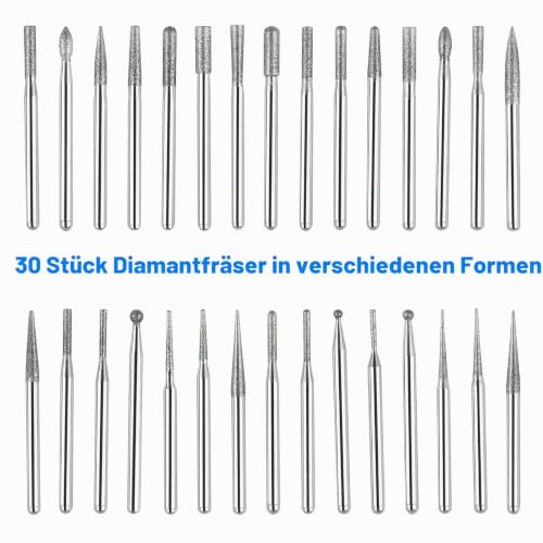 30 Pieces Diamond Grinding Pen 3 mm, 150 Grit Drill Grinding Pin, Diamond Cutter Set Carbide Grinding Pin, Diamond Cutter Grinding for Glass Gemstone for Grinding Polishing Engraving