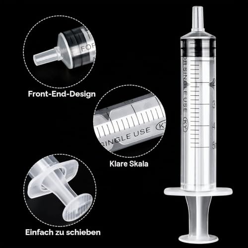 Syringe 5 ml, Pack of 8 Plastic Syringe, Plastic Syringe, Dosing Syringe, Reusable Liquid Syringe for Liquid Measurement and Dispensing, Animal Feeding, Plant Watering | Reusable Dosing Syringe for Laboratory Plant Watering Engine Oil [Not Medical Use]