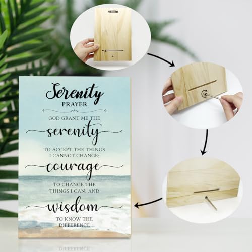 Christian Desk Sign, Bible Verses Wall Decor Serenity Prayer, Religious Gifts For Women Friends, Scripture Gifts For Baptism Birthday, Wooden Plaque Decor for Home Office -33