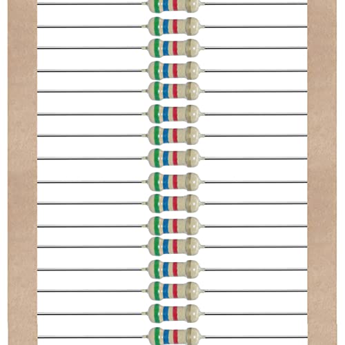 AUKENIEN 1/4W Carbon Film Resistors Assortment 25 Values 1250 Pieces Resistance Set 1 Ohm to 1M Ohm 1/4 Watt 5% Carbon Film Electronics Resistors Resistor Kit 1/4W 5%