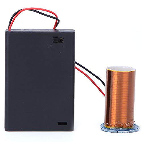 Mini Coil DIY Kit, Battery Operated, PVC Housing, 4 cm Height, 200 Windings, Arc-Free, with Circuit Board and Secondary Coil for Experiments