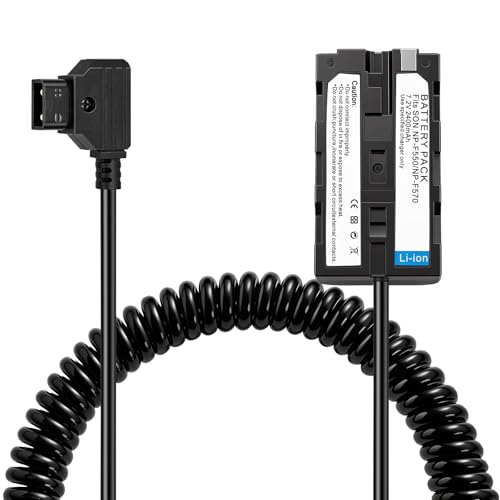 Camera Monitor D-tap NP-F970 F750 F550 Dummy Battery Power Adapter for Atomos Shogun Inferno Ninja Sony L, Coiled Cable D-tap Coiled
