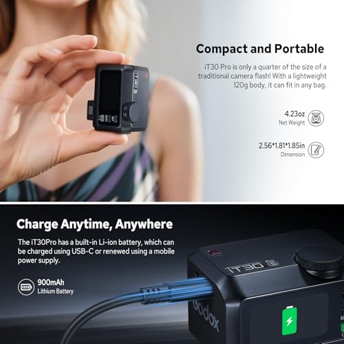 Godox iT30 Pro S Flash for Sony, iT30Pro S Touchscreen Pocket Speedlite