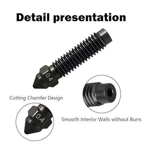 HzdaDeve 6pcs 0.2 mm 0.4 mm 0.6 mm 0.8 mm Hardened Nozzles for Centauri Carbon Stainless Steel Nozzle High Temperature Tip Wear Resistant Nozzles High Flow Hotend Extruder for Elegoo Carbon 3D Printer 5PK