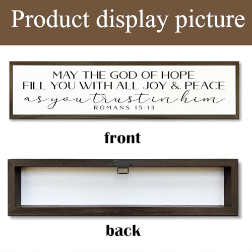 Bible Verse Signs, Inspirational Wall Art, Christian Home Decor for Living Room Bedroom, Romans 15:13 Scripture Sign, May the God of Hope Fill You Sign 17.8x4x1.2 inches Religion Sign 38