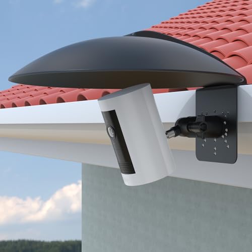 Universal Sun Rain Shade Camera Cover with Gutter Mount for All Outdoor Security Camera with 1/4 Screw, Shield Compatible with R-ing,Blink,Eufy Arlo,Wyze,TP-Link Tapo Camera (Black)