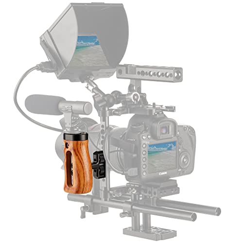NICEYRIG Universal Side Wooden Handle Handgrip with Cold Shoe for DSLR Cage