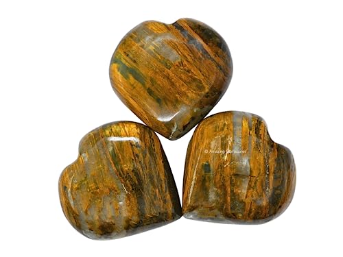 Amazing Gemstone Nellite Crystal Heart Palm Stone - Pocket Massage Worry Stone for Natural Body Chakra Balancing, Reiki Healing and Crystal Grid
