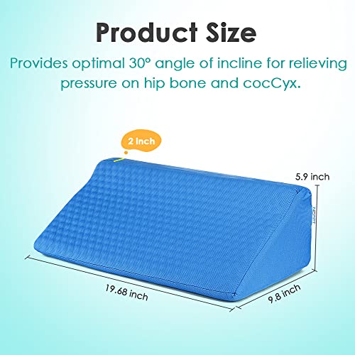 NEPPT Pillow Wedge for Sleeping After Surgery Bed Incline Pillow Foam Wedge Cover Patient Turning Device Prevention Bed Sores Relieve Back Pain Pregnancy Body Positioners (Blue - Gel) Blue - Gel